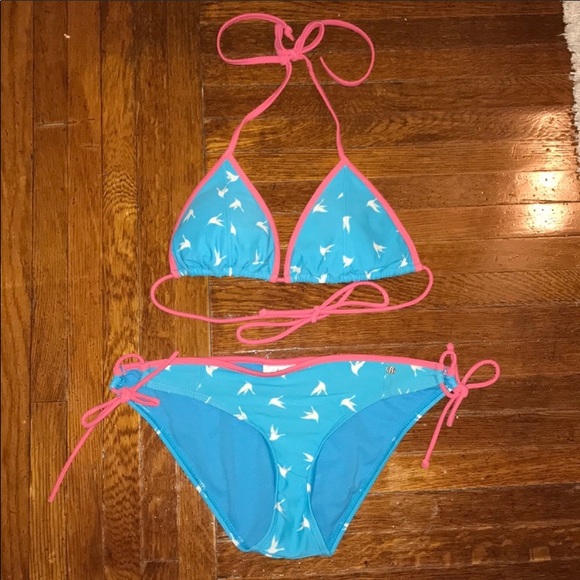 Kirra Bikini Pink & Blue Size Small Top Bottom S M - Picture 1 of 5